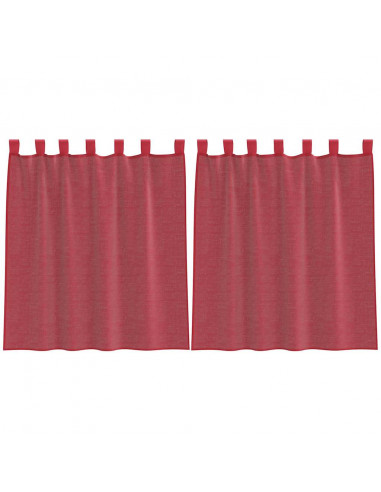 Tende in Voile con Tasche per Aste 2 pz Rosso Vino