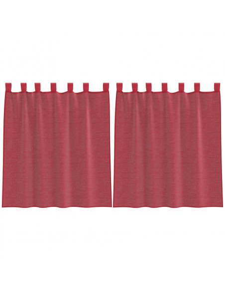 Tende in Voile con Tasche per Aste 2 pz Rosso Vino