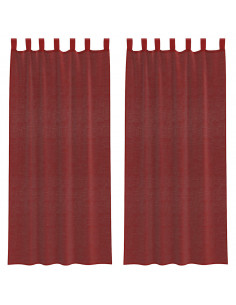 Tende in Voile con Tasche per Aste 2 pz Rosso Vino 2