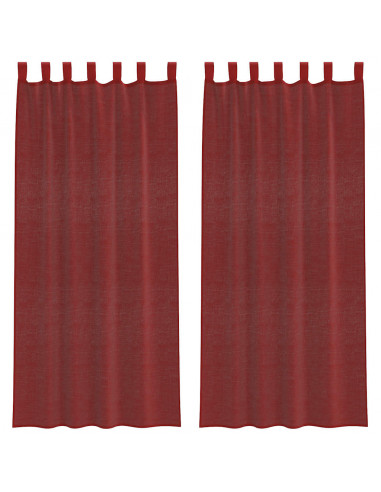 Tende in Voile con Tasche per Aste 2 pz Rosso Vino