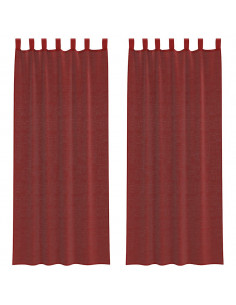 Tende in Voile con Tasche per Aste 2 pz Rosso Vino 2