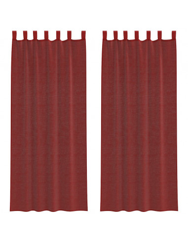Tende in Voile con Tasche per Aste 2 pz Rosso Vino