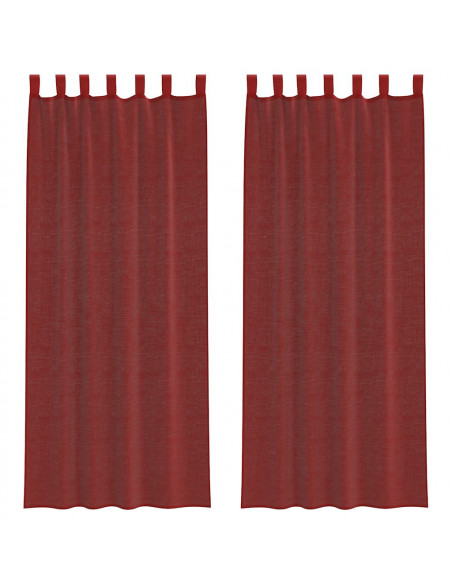 Tende in Voile con Tasche per Aste 2 pz Rosso Vino