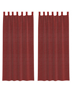 Tende in Voile con Tasche per Aste 2 pz Rosso Vino 2