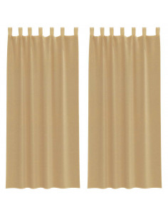Tende in Voile con Tasche per Aste 2 pz Sabbia 2