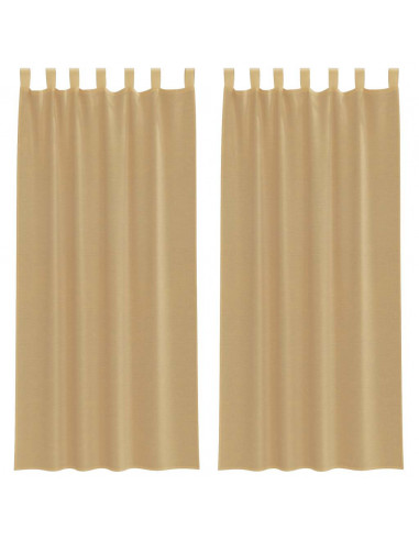 Tende in Voile con Tasche per Aste 2 pz Sabbia