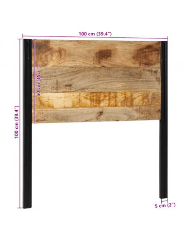 Testiera 100 cm in Legno Massello di Mango e Ferro