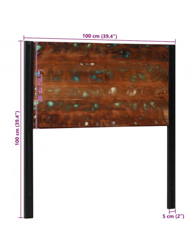 Testiera 100 cm in Legno Massello di Recupero e Ferro