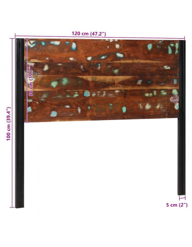 Testiera 120 cm in Legno Massello di Recupero e Ferro