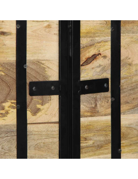 Testiera 140 cm in Legno Massello di Mango e Ferro