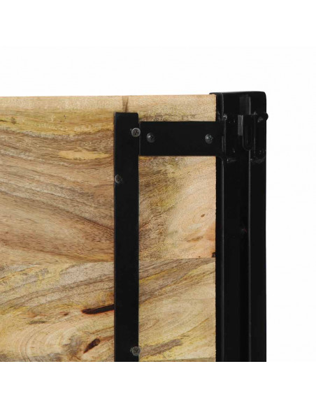 Testiera 140 cm in Legno Massello di Mango e Ferro