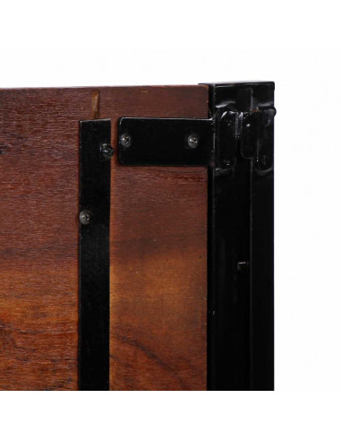 Testiera 140 cm in Legno Massello di Recupero e Ferro