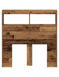 Testiera con Contenitore a LED Legno Antico 100x17x102 cm 2