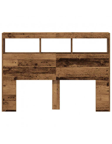 Testiera con Contenitore a LED Legno Antico 140x17x102 cm