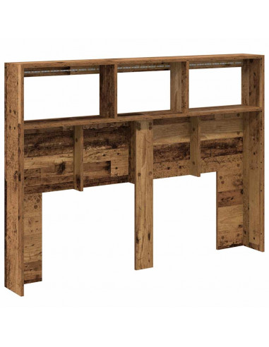 Testiera con Contenitore a LED Legno Antico 140x17x102 cm