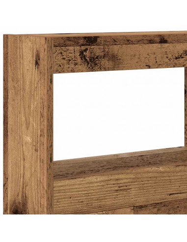 Testiera con Contenitore a LED Legno Antico 140x17x102 cm