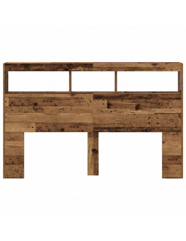 Testiera con Contenitore a LED Legno Antico 160x17x102 cm