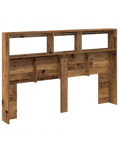 Testiera con Contenitore a LED Legno Antico 160x17x102 cm