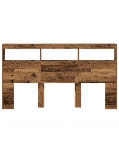Testiera con Contenitore a LED Legno Antico 180x17x102 cm 2