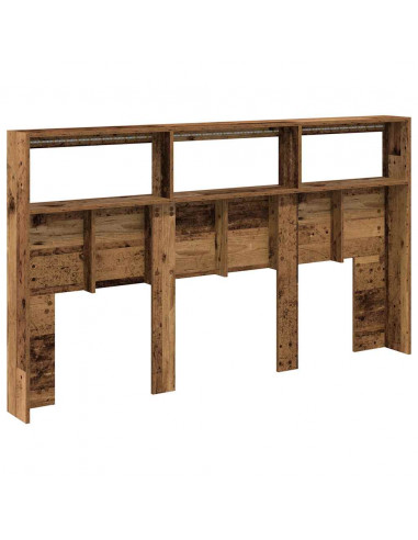 Testiera con Contenitore a LED Legno Antico 180x17x102 cm