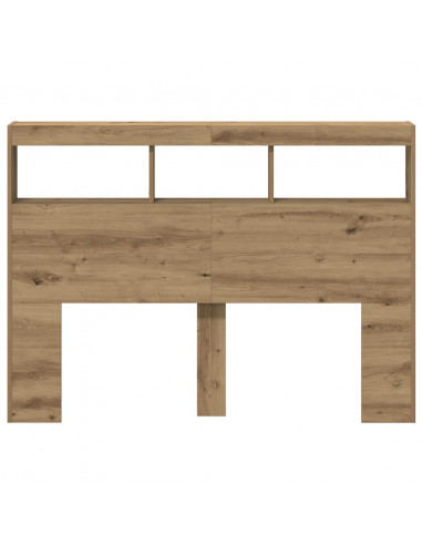 Testiera con Contenitore a LED Rovere Artigianale 140x17x102 cm