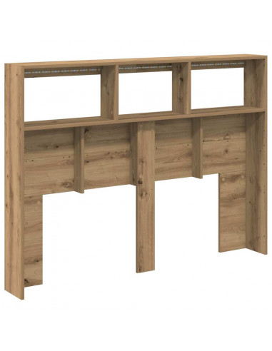 Testiera con Contenitore a LED Rovere Artigianale 140x17x102 cm