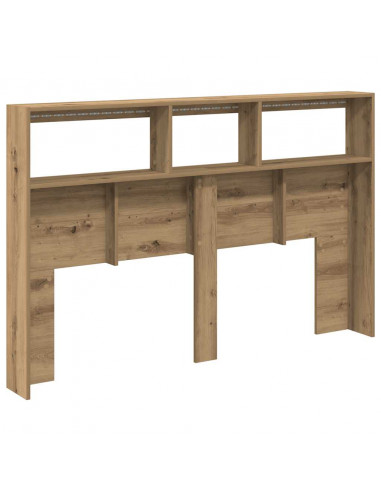 Testiera con Contenitore a LED Rovere Artigianale 160x17x102 cm