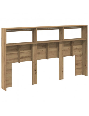 Testiera con Contenitore a LED Rovere Artigianale 180x17x102 cm