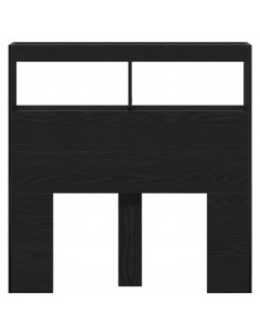Testiera con Contenitore a LED Rovere Nero 100x17x102 cm 2