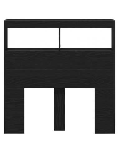 Testiera con Contenitore a LED Rovere Nero 100x17x102 cm