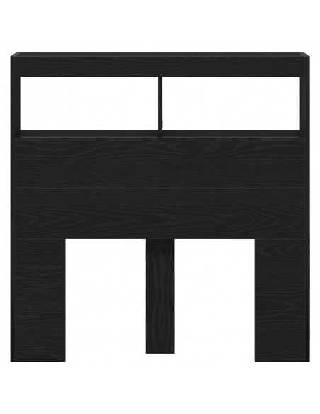 Testiera con Contenitore a LED Rovere Nero 100x17x102 cm