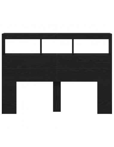 Testiera con Contenitore a LED Rovere Nero 140x17x102 cm