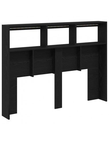 Testiera con Contenitore a LED Rovere Nero 140x17x102 cm