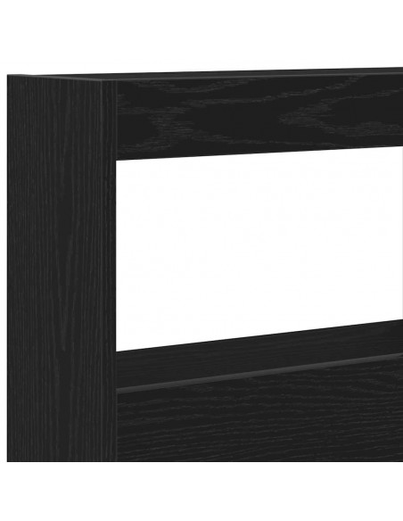 Testiera con Contenitore a LED Rovere Nero 140x17x102 cm