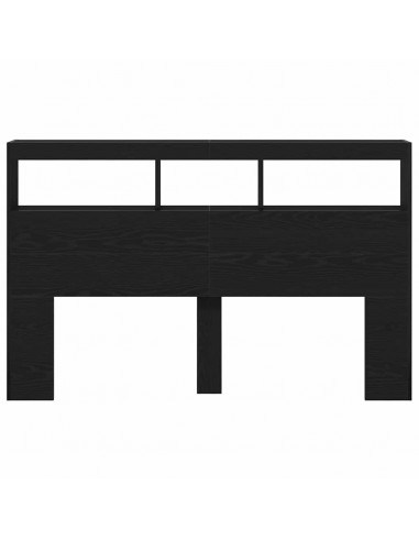 Testiera con Contenitore a LED Rovere Nero 160x17x102 cm