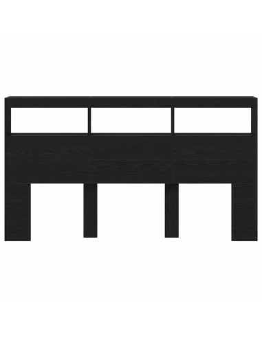 Testiera con Contenitore a LED Rovere Nero 180x17x102 cm