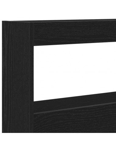 Testiera con Contenitore a LED Rovere Nero 180x17x102 cm