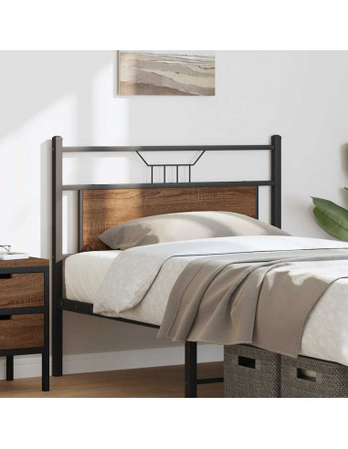 Testiera Rovere Marrone 107 cm in Legno Multistrato e Acciaio