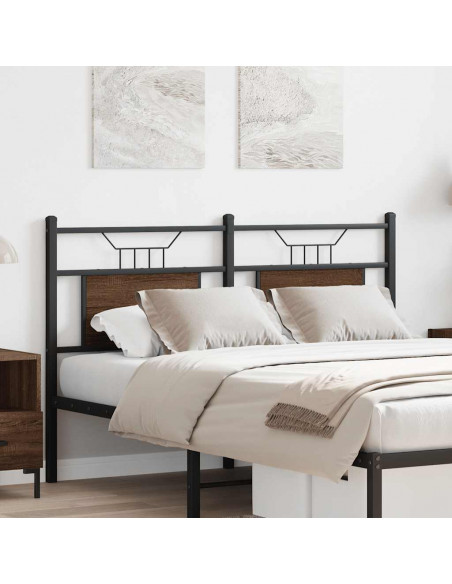 Testiera Rovere Marrone 137 cm in Legno Multistrato e Acciaio
