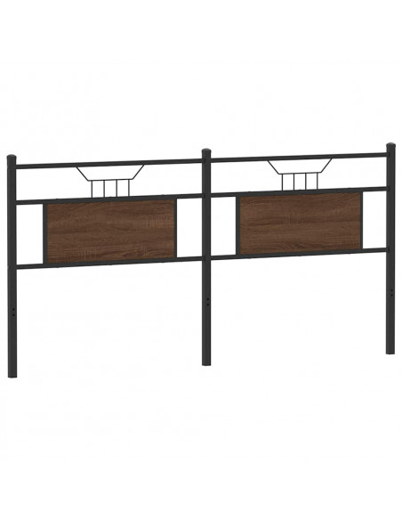 Testiera Rovere Marrone 160 cm in Legno Multistrato e Acciaio