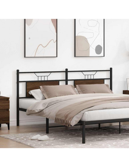 Testiera Rovere Marrone 160 cm in Legno Multistrato e Acciaio