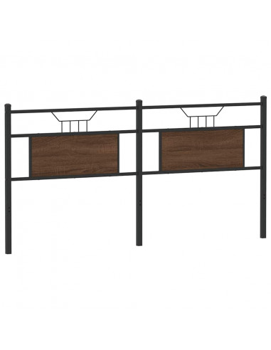 Testiera Rovere Marrone 180 cm in Legno Multistrato e Acciaio