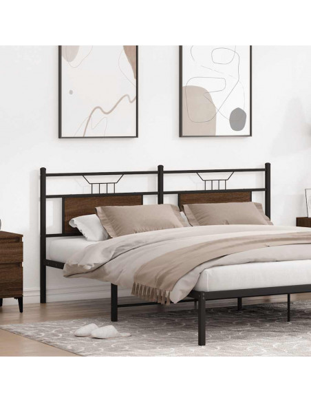 Testiera Rovere Marrone 180 cm in Legno Multistrato e Acciaio