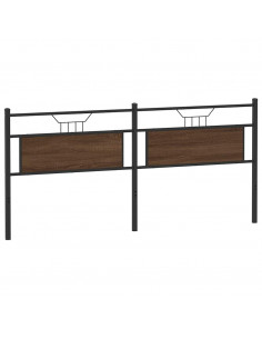 Testiera Rovere Marrone 193 cm in Legno Multistrato e Acciaio 2