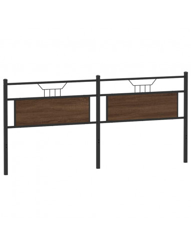 Testiera Rovere Marrone 193 cm in Legno Multistrato e Acciaio