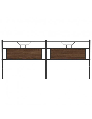 Testiera Rovere Marrone 200 cm in Legno Multistrato e Acciaio