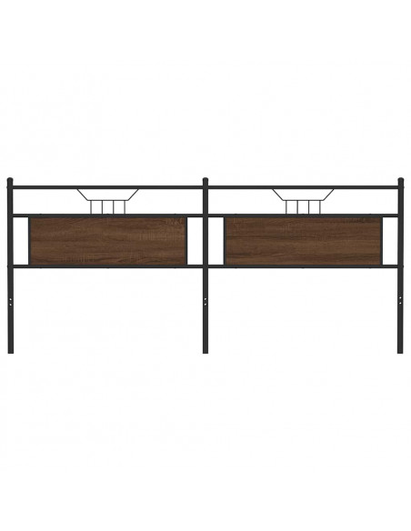 Testiera Rovere Marrone 200 cm in Legno Multistrato e Acciaio