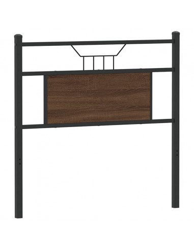 Testiera Rovere Marrone 75 cm in Legno Multistrato e Acciaio