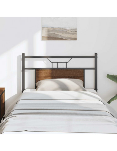Testiera Rovere Marrone 75 cm in Legno Multistrato e Acciaio