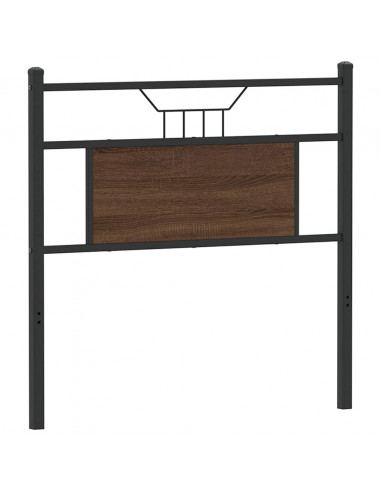 Testiera Rovere Marrone 80 cm in Legno Multistrato e Acciaio